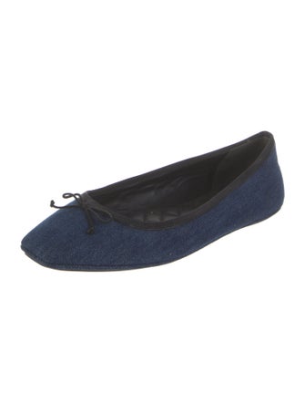 Veronica Beard Denim Bow Accents Ballet Flats