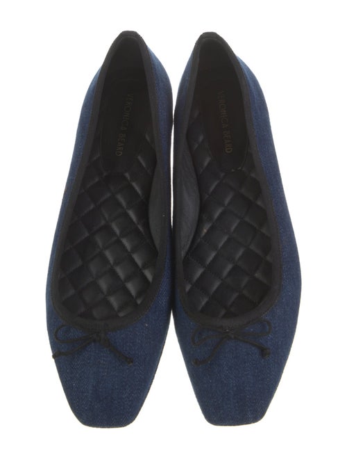 Veronica Beard Denim Bow Accents Ballet Flats