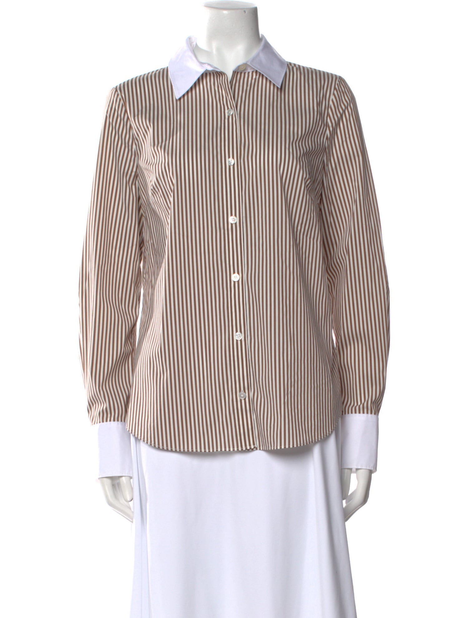Veronica Beard Striped Long Sleeve Button-Up Top