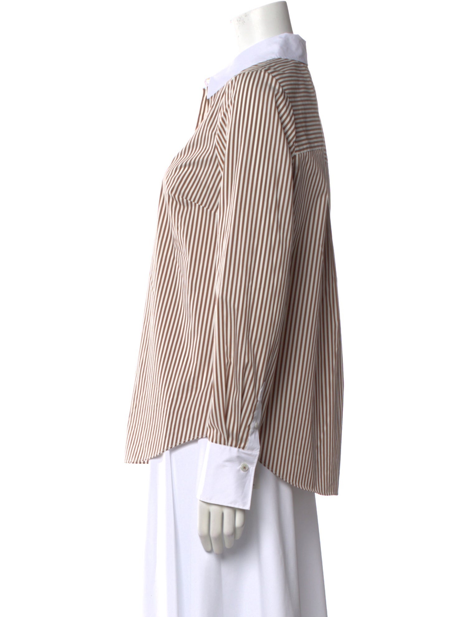 Veronica Beard Striped Long Sleeve Button-Up Top