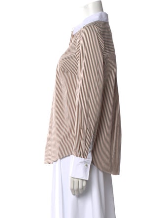 Veronica Beard Striped Long Sleeve Button-Up Top