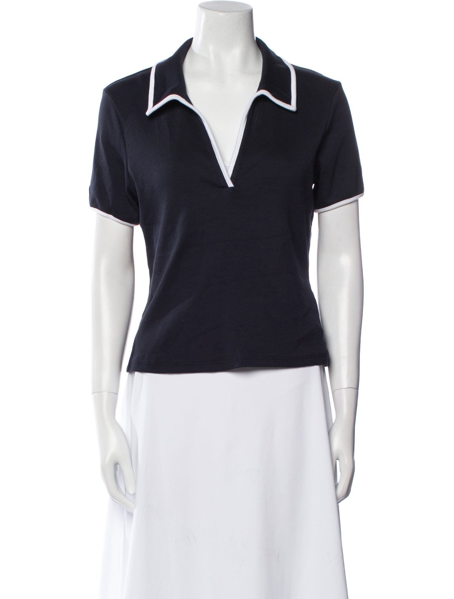 Veronica Beard V-Neck Short Sleeve Polo