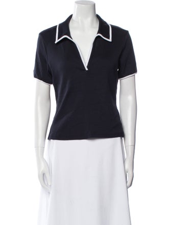 Veronica Beard V-Neck Short Sleeve Polo