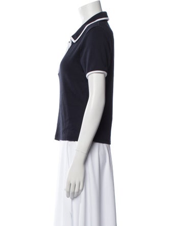 Veronica Beard V-Neck Short Sleeve Polo
