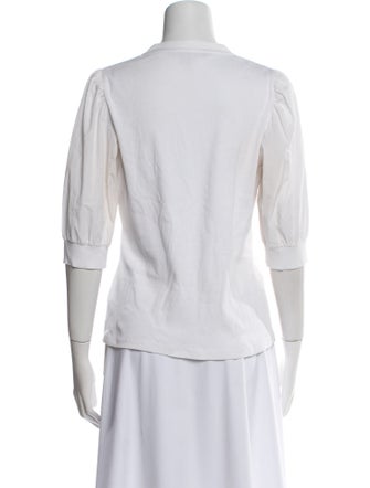 Veronica Beard V-Neck Three-Quarter Sleeve Polo