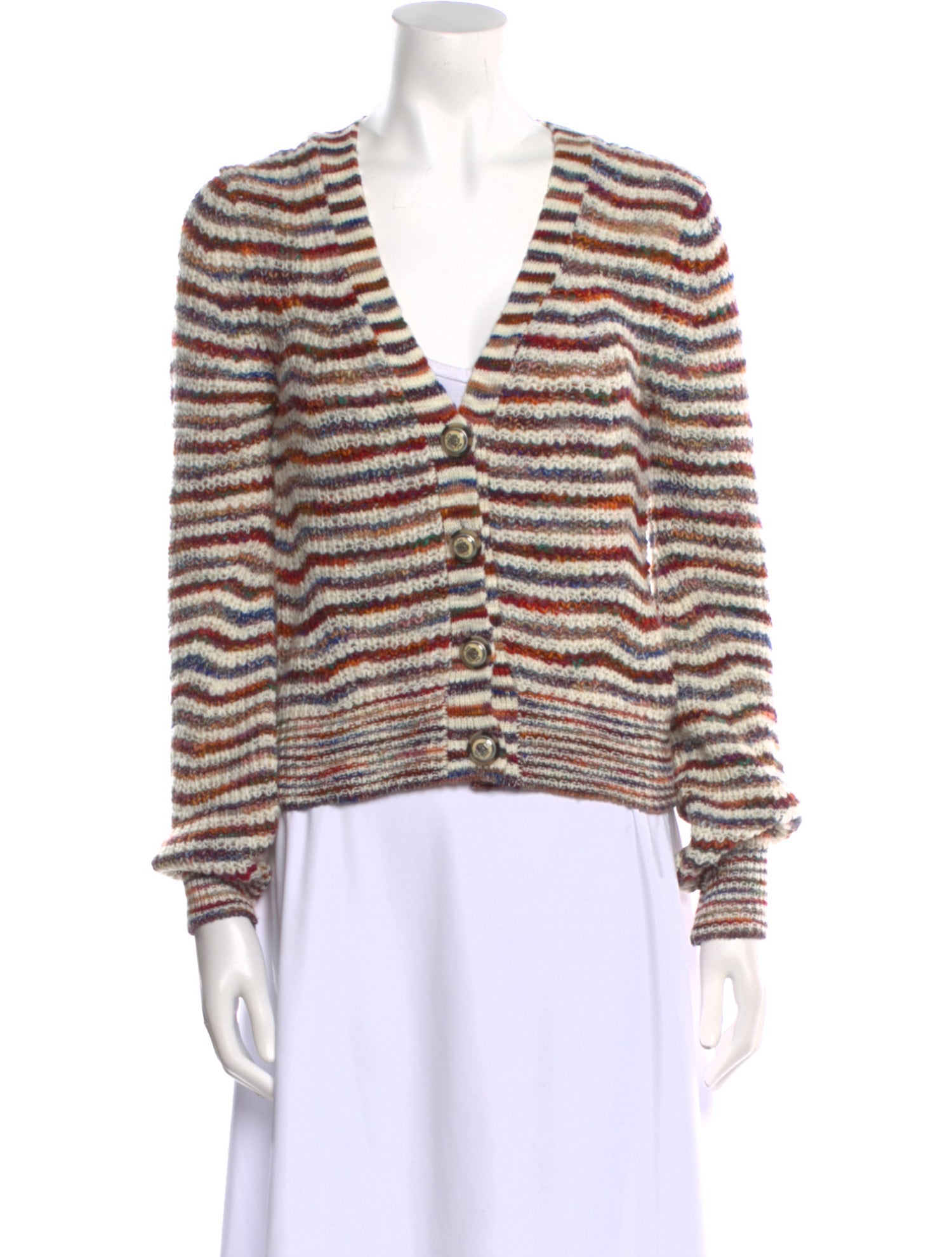 Veronica Beard Striped V-Neck Sweater