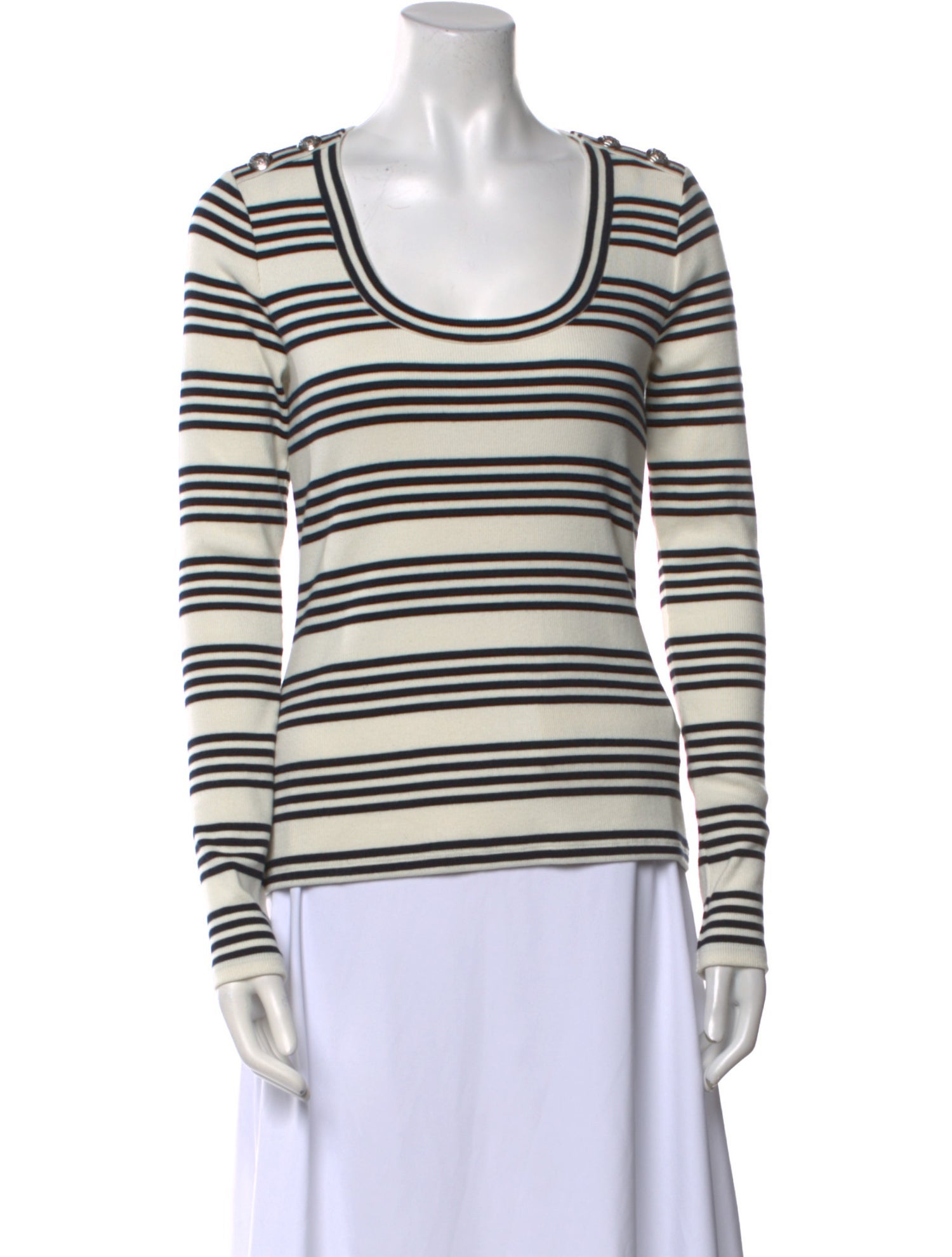 Veronica Beard Striped Scoop Neck Top