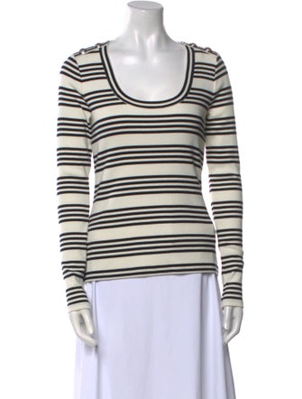 Veronica Beard Striped Scoop Neck Top