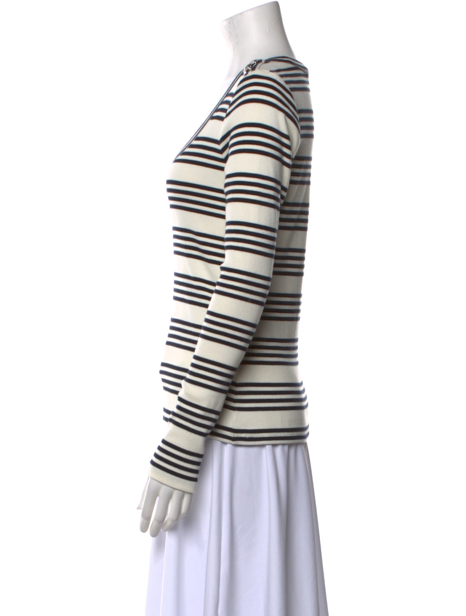 Veronica Beard Striped Scoop Neck Top