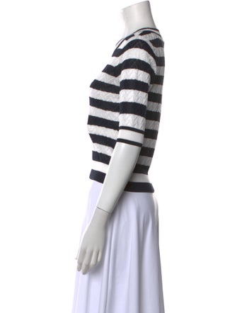 Veronica Beard Striped Crew Neck Crop Top