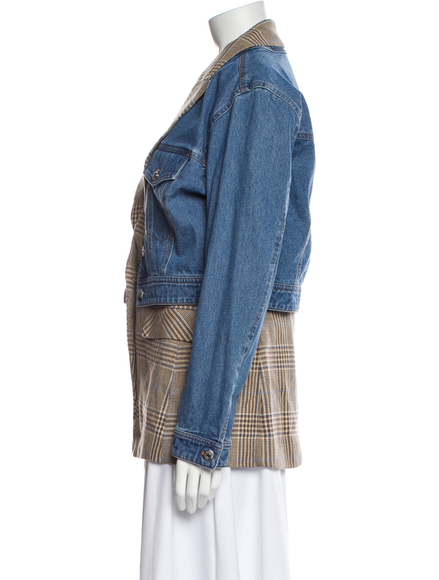 Veronica Beard Plaid Print Denim Jacket w/ Tags