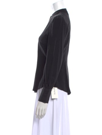 Veronica Beard Silk Long Sleeve Button-Up Top