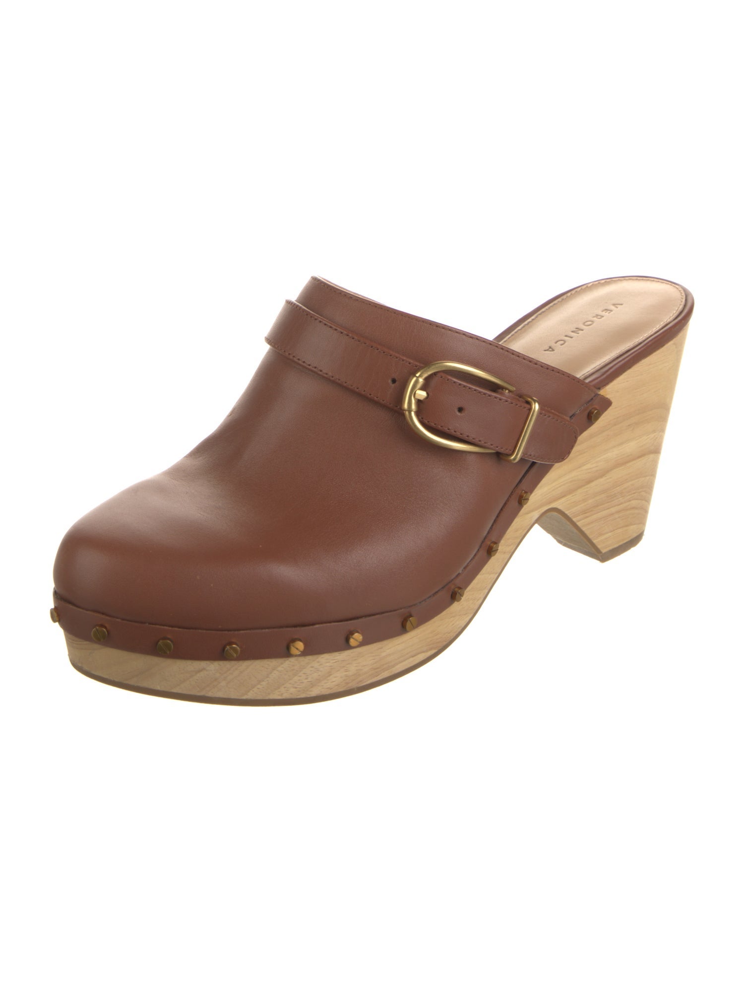 Veronica Beard Leather Studded Accents Mules