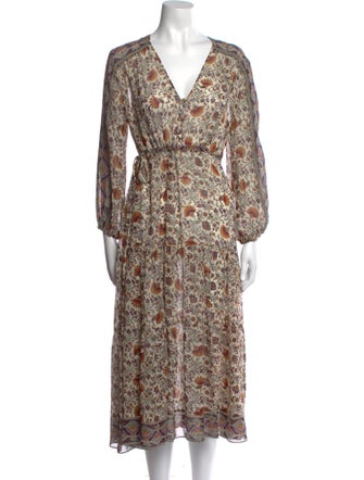 Veronica Beard Floral Print Midi Length Dress