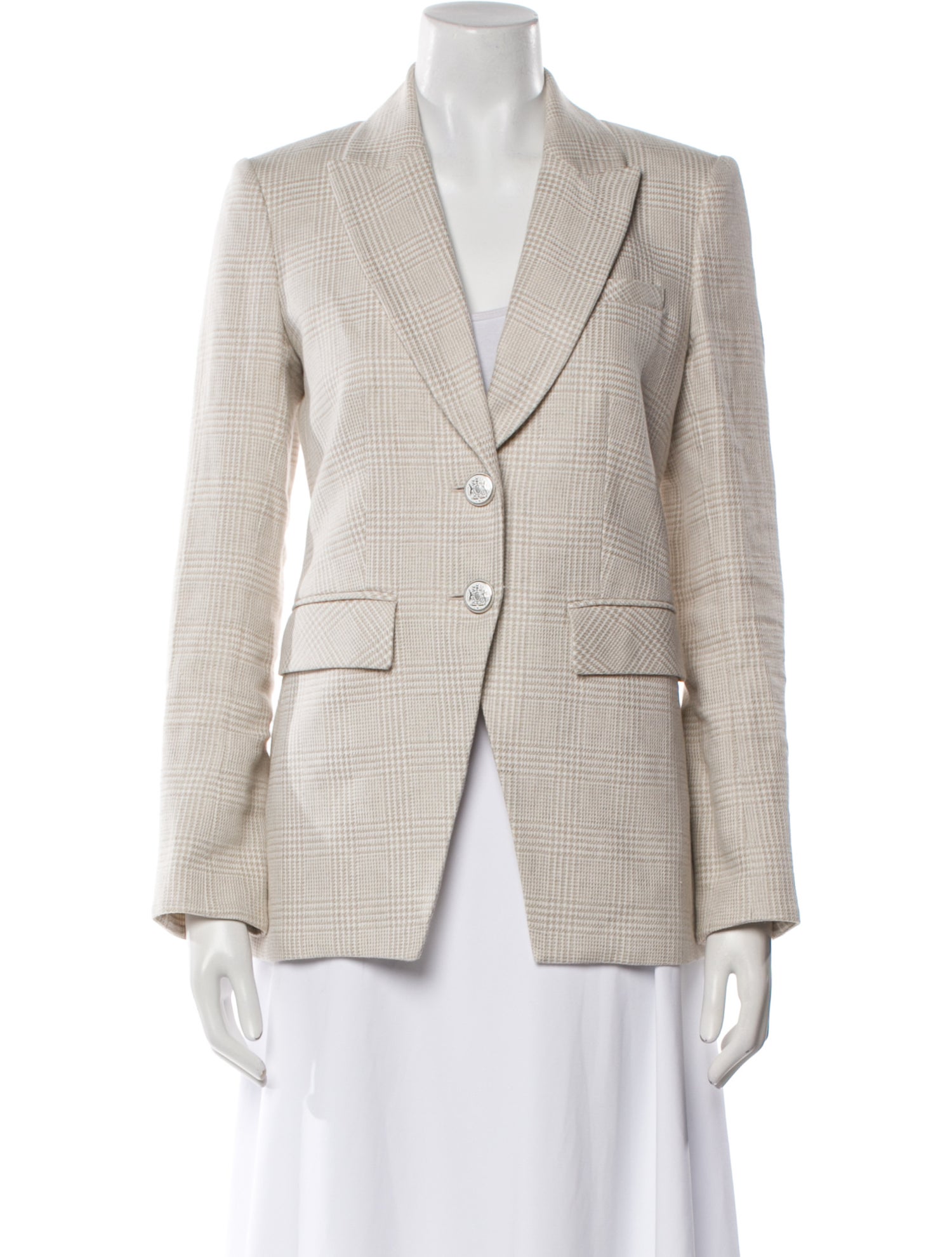 Veronica Beard Linen Plaid Print Blazer