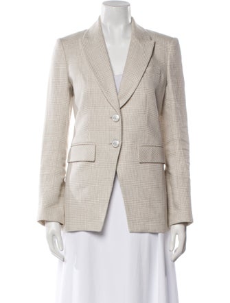 Veronica Beard Linen Plaid Print Blazer