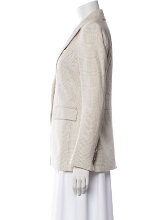 Veronica Beard Linen Plaid Print Blazer