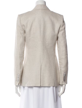 Veronica Beard Linen Plaid Print Blazer