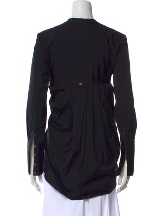 Veronica Beard Mock Neck Long Sleeve Button-Up Top