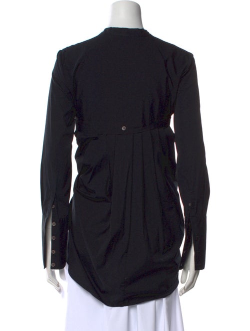 Veronica Beard Mock Neck Long Sleeve Button-Up Top