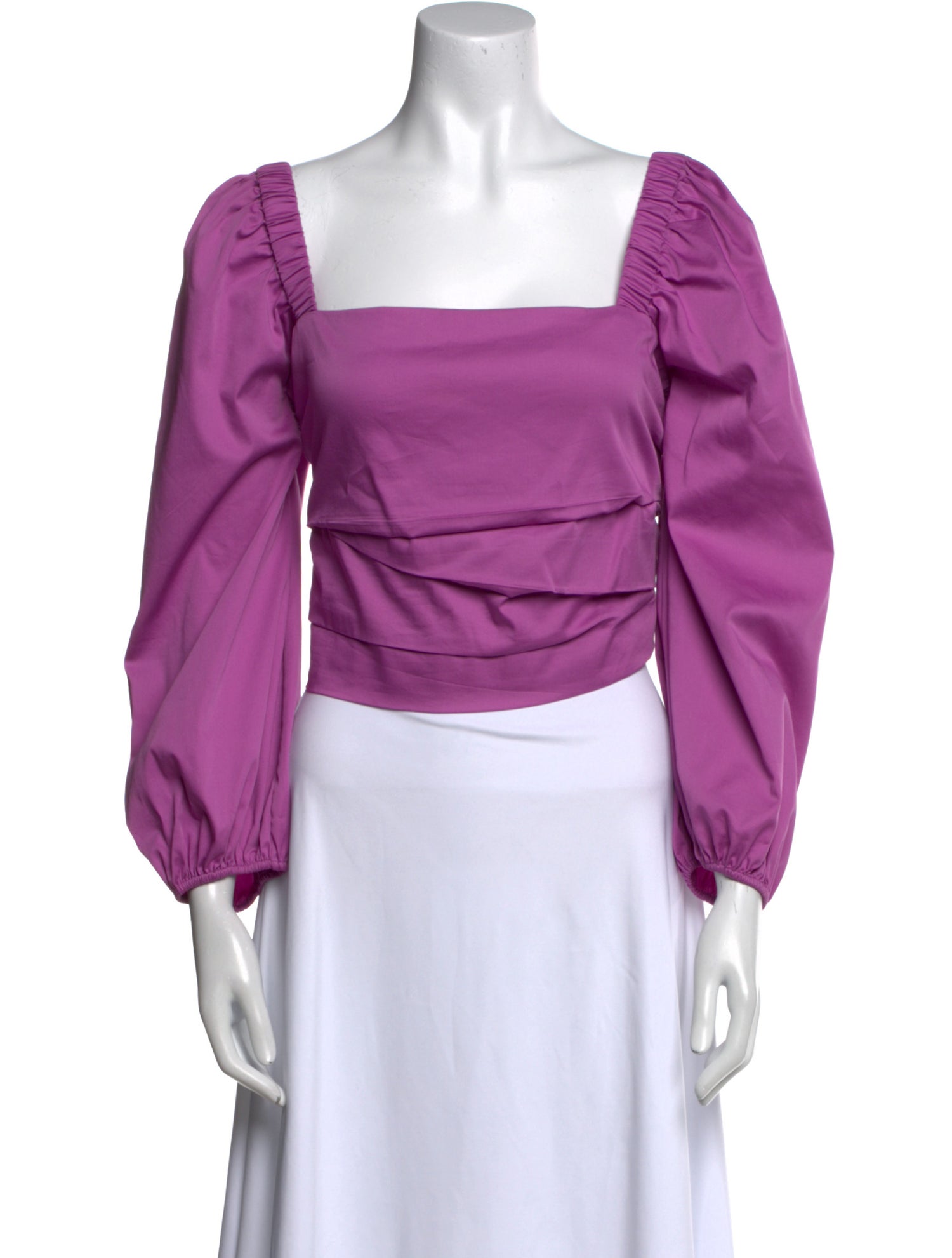 Veronica Beard Square Neckline Long Sleeve Crop Top