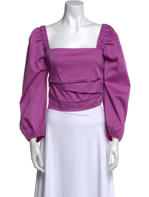 Veronica Beard Square Neckline Long Sleeve Crop Top