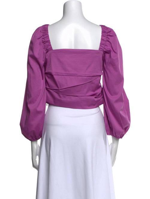 Veronica Beard Square Neckline Long Sleeve Crop Top