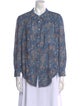Veronica Beard Floral Print Long Sleeve Button-Up Top