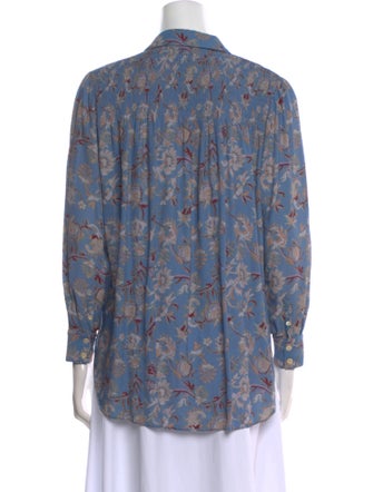 Veronica Beard Floral Print Long Sleeve Button-Up Top