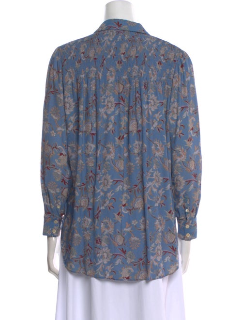 Veronica Beard Floral Print Long Sleeve Button-Up Top