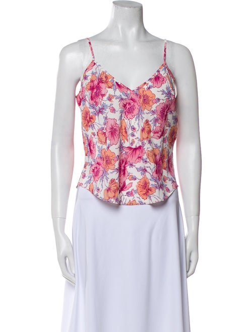 Veronica Beard Silk Floral Print Crop Top
