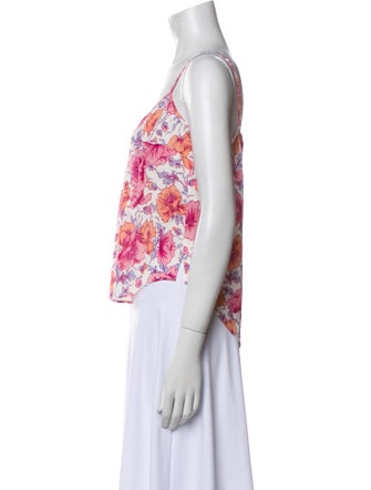 Veronica Beard Silk Floral Print Crop Top