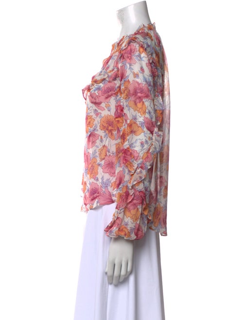 Veronica Beard Floral Print V-Neck Blouse