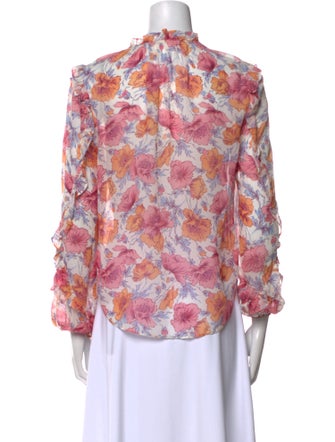 Veronica Beard Floral Print V-Neck Blouse