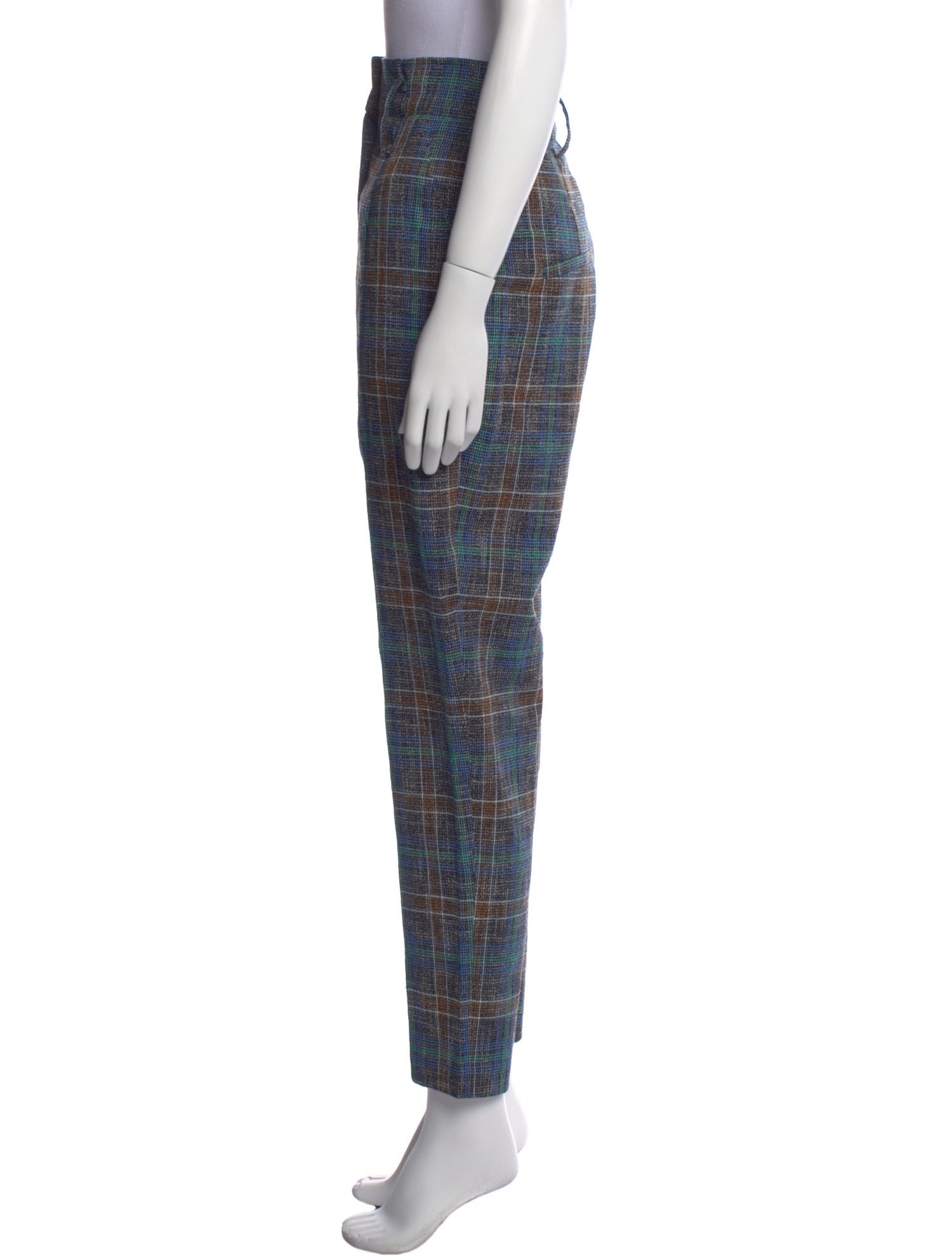 Veronica Beard Plaid Print Straight Leg Pants