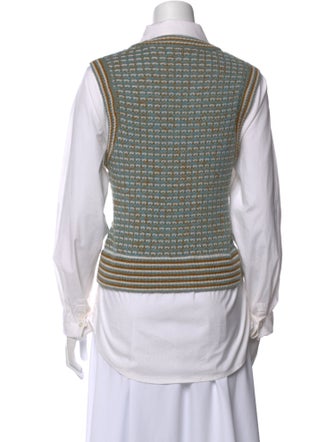 Veronica Beard Merino Wool Striped Button-Up Top