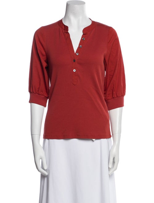 Veronica Beard V-Neck Three-Quarter Sleeve Polo