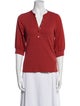 Veronica Beard V-Neck Three-Quarter Sleeve Polo