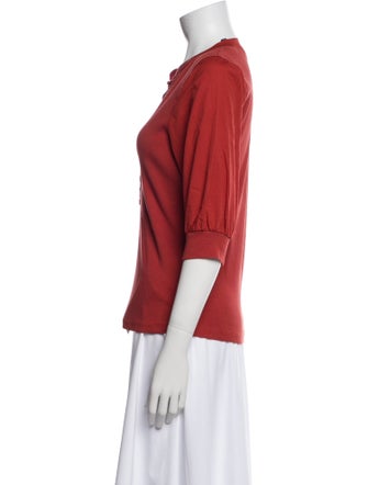 Veronica Beard V-Neck Three-Quarter Sleeve Polo