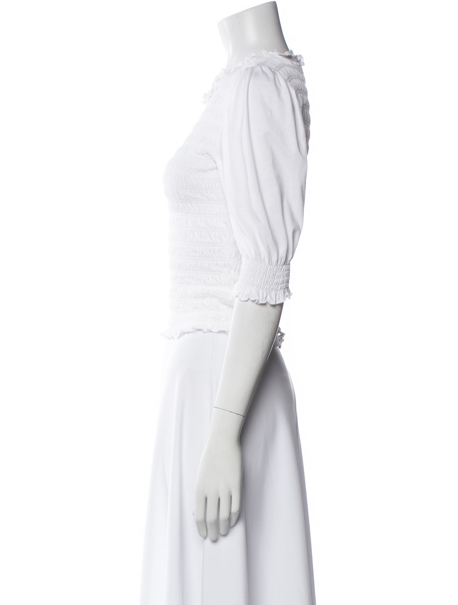 Veronica Beard Crew Neck Three-Quarter Sleeve Crop Top