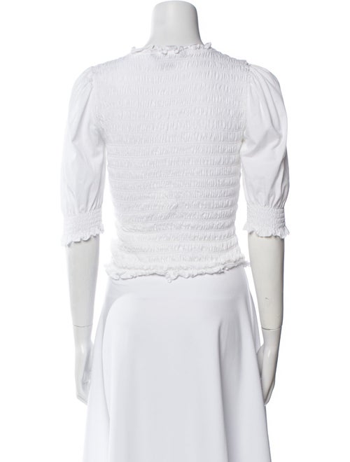 Veronica Beard Crew Neck Three-Quarter Sleeve Crop Top