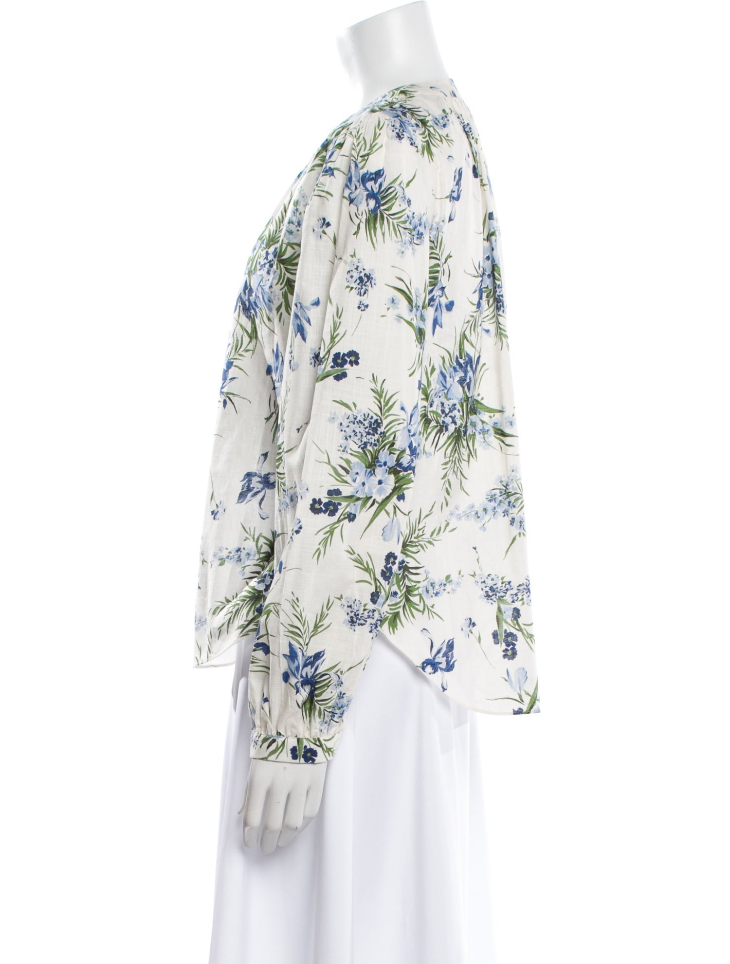 Veronica Beard Floral Print Crew Neck Blouse