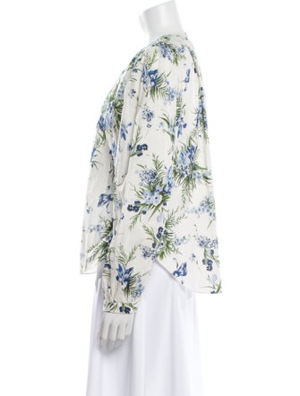 Veronica Beard Floral Print Crew Neck Blouse