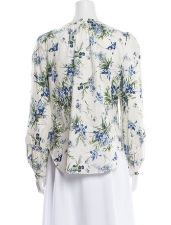 Veronica Beard Floral Print Crew Neck Blouse