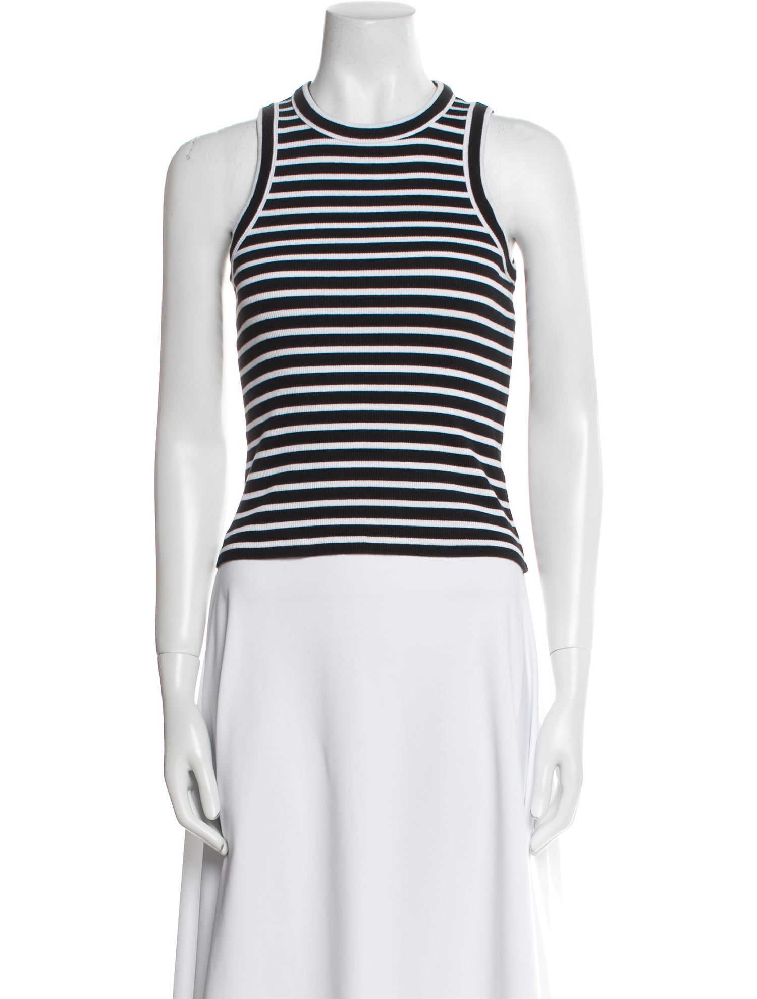 Veronica Beard Striped Crew Neck Crop Top