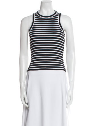 Veronica Beard Striped Crew Neck Crop Top