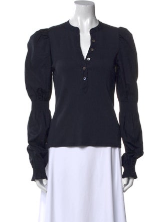 Veronica Beard V-Neck Long Sleeve Top