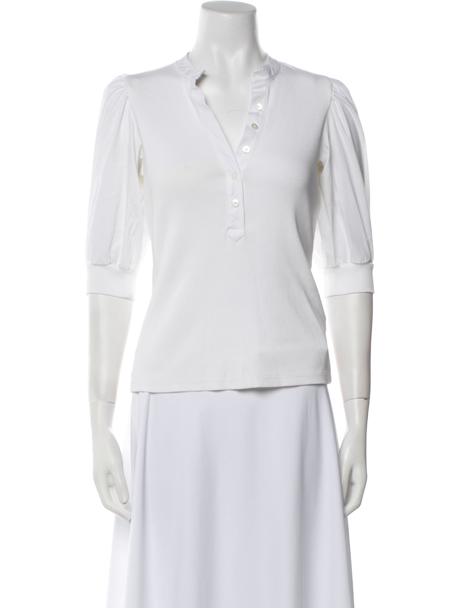Veronica Beard V-Neck Three-Quarter Sleeve Polo