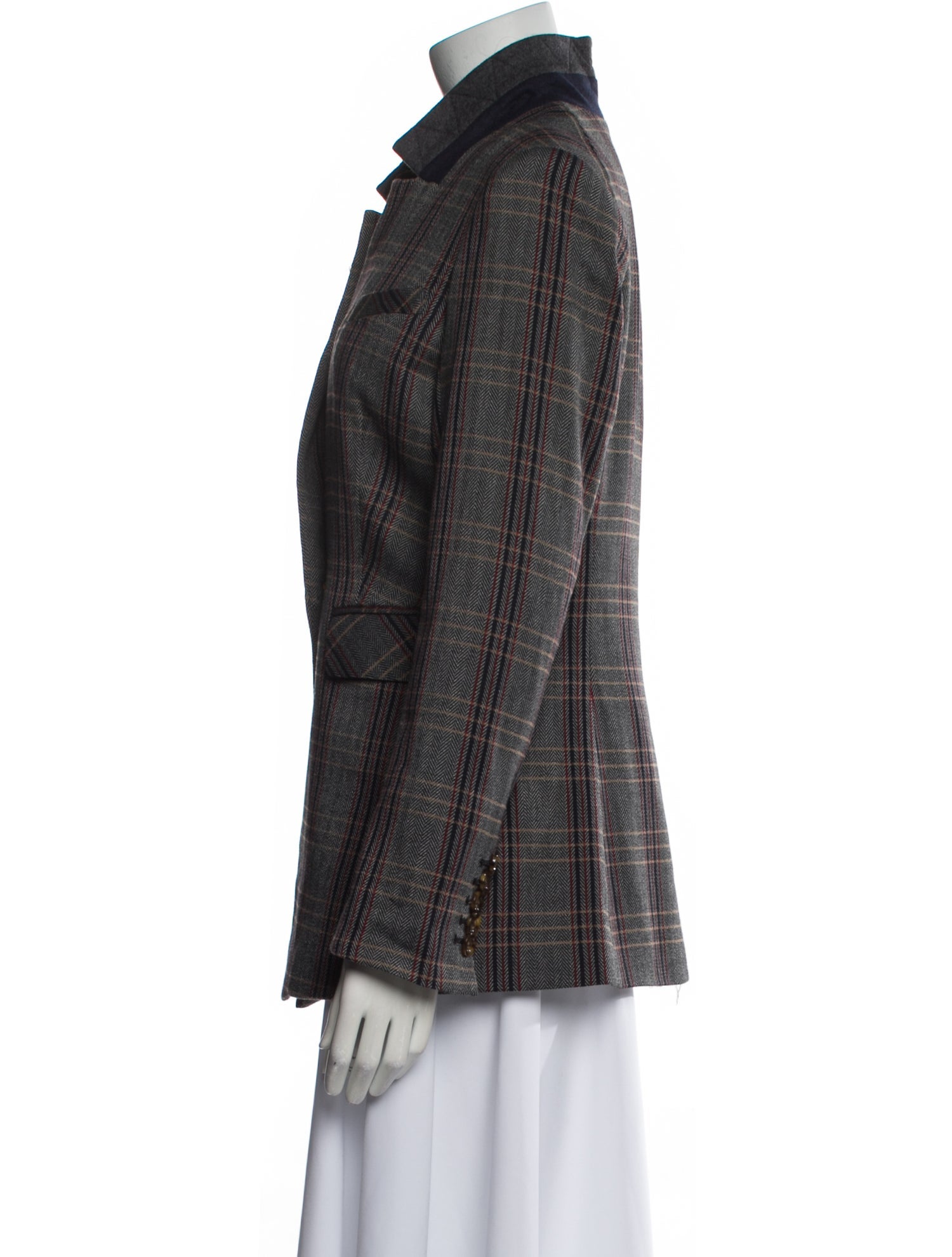 Veronica Beard Plaid Print Blazer