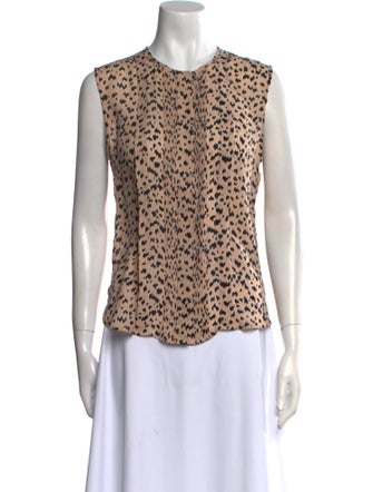 Veronica Beard Animal Print Crew Neck Top